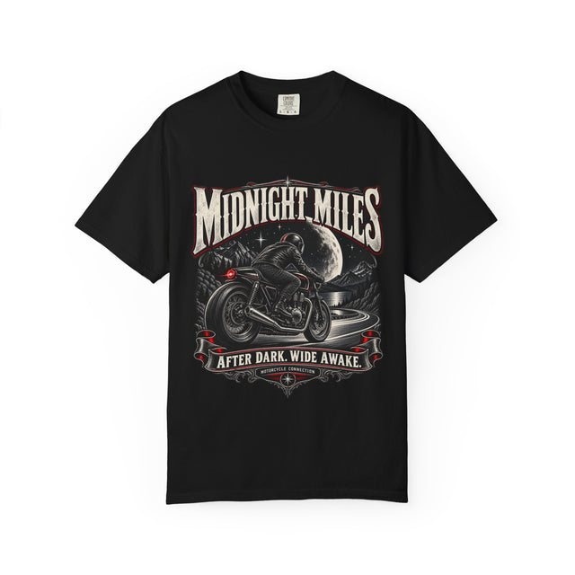 Midnight Miles Motorcycle Graphic Tee | Comfort Colors 1717