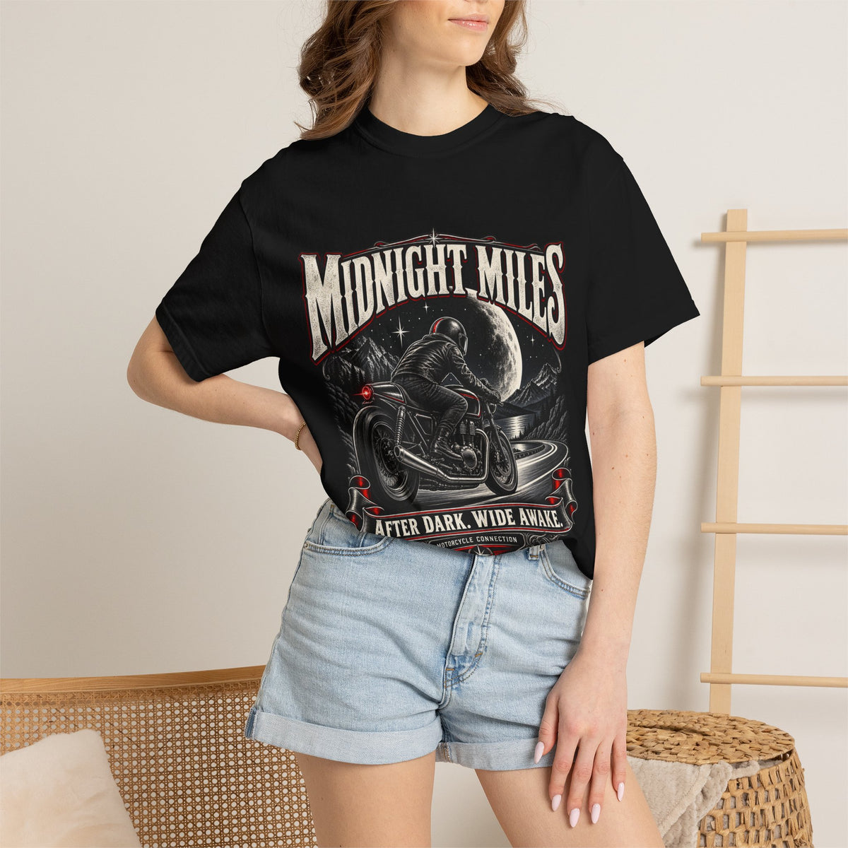 Midnight Miles Motorcycle Graphic Tee | Comfort Colors 1717