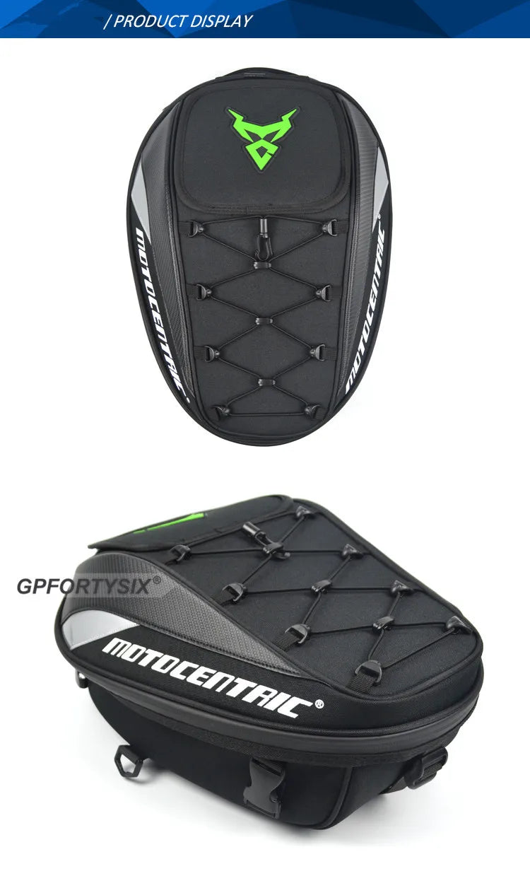 MOTOCENTRIC Waterproof Motorcycle Tail Bag – Expandable Rear Seat & Helmet Backpack