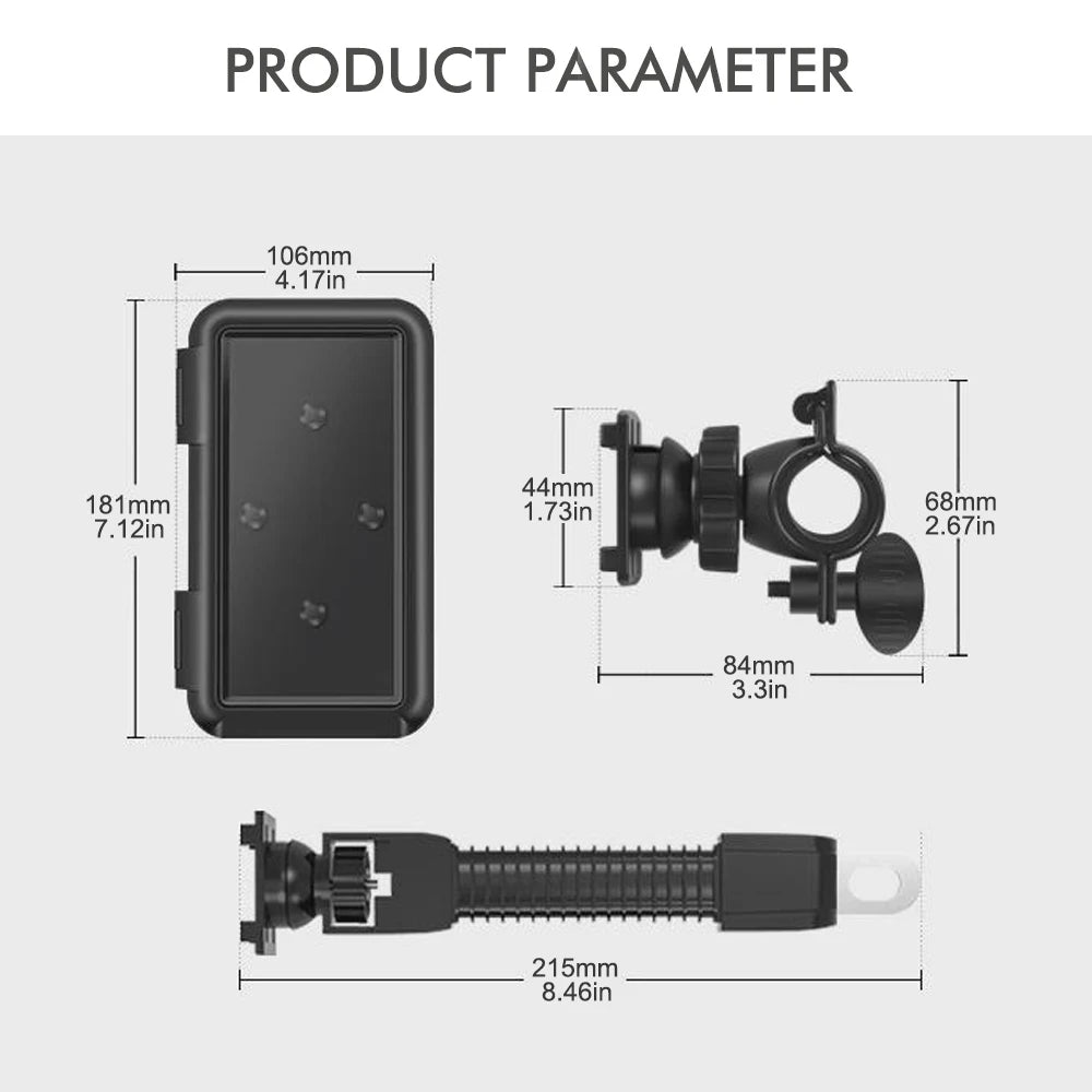 Waterproof Motorcycle Phone Holder – Handlebar & Mirror Mount with Navigation Cover