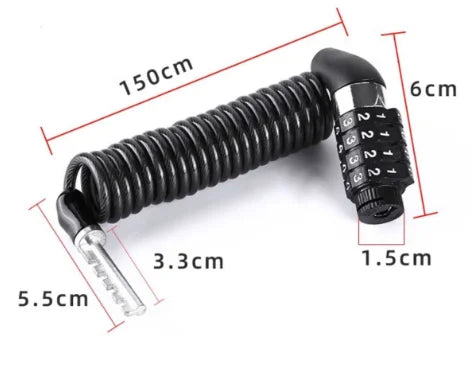 Motorcycle Anti-Theft Chain Lock –  4-Digit Combination Cable Lock for Helmets & Bikes