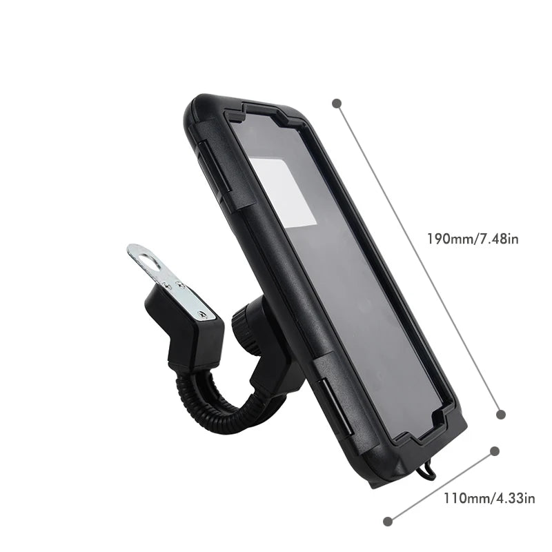 Waterproof Motorcycle Phone Holder – Handlebar & Mirror Mount with Navigation Cover
