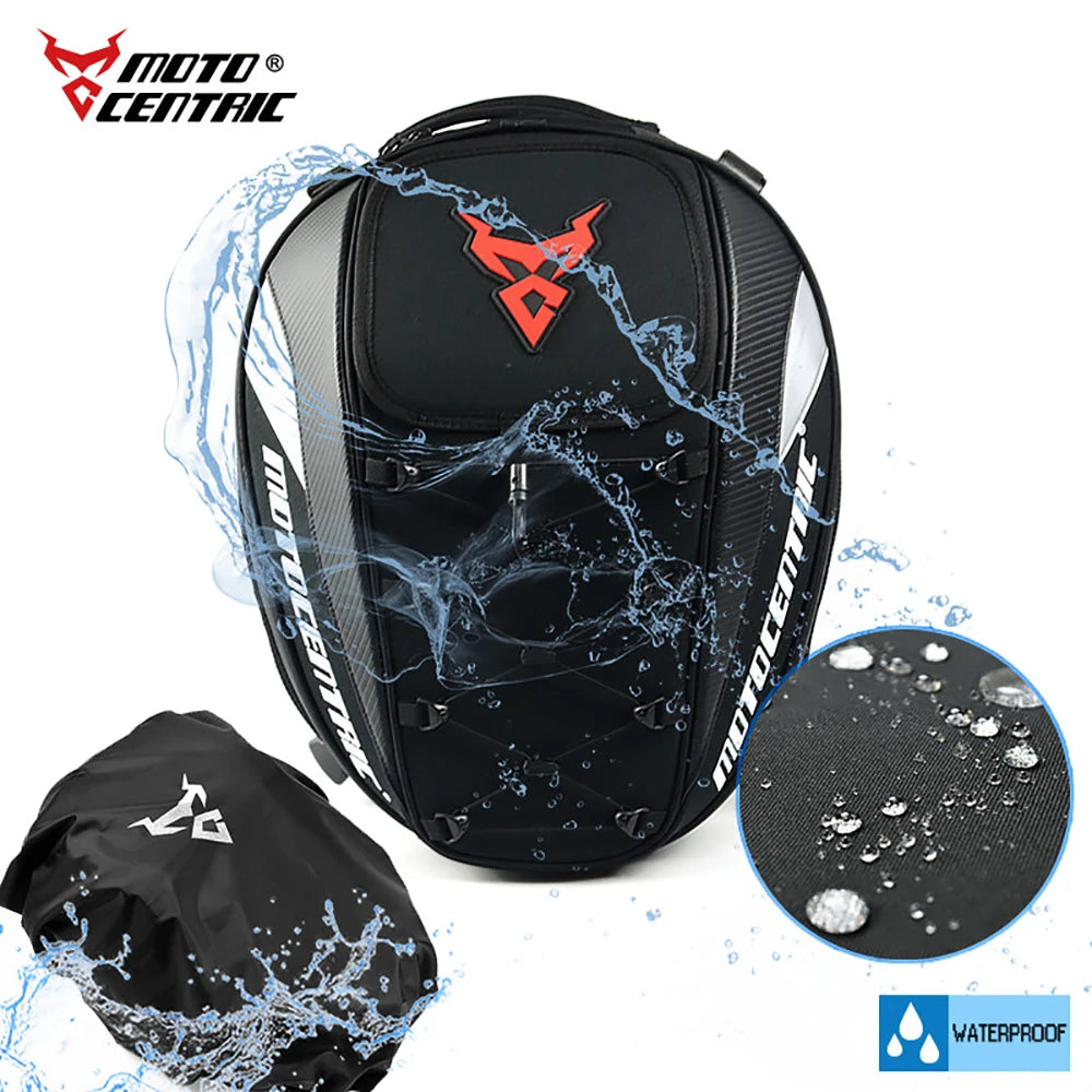 MOTOCENTRIC Waterproof Motorcycle Tail Bag – Expandable Rear Seat & Helmet Backpack