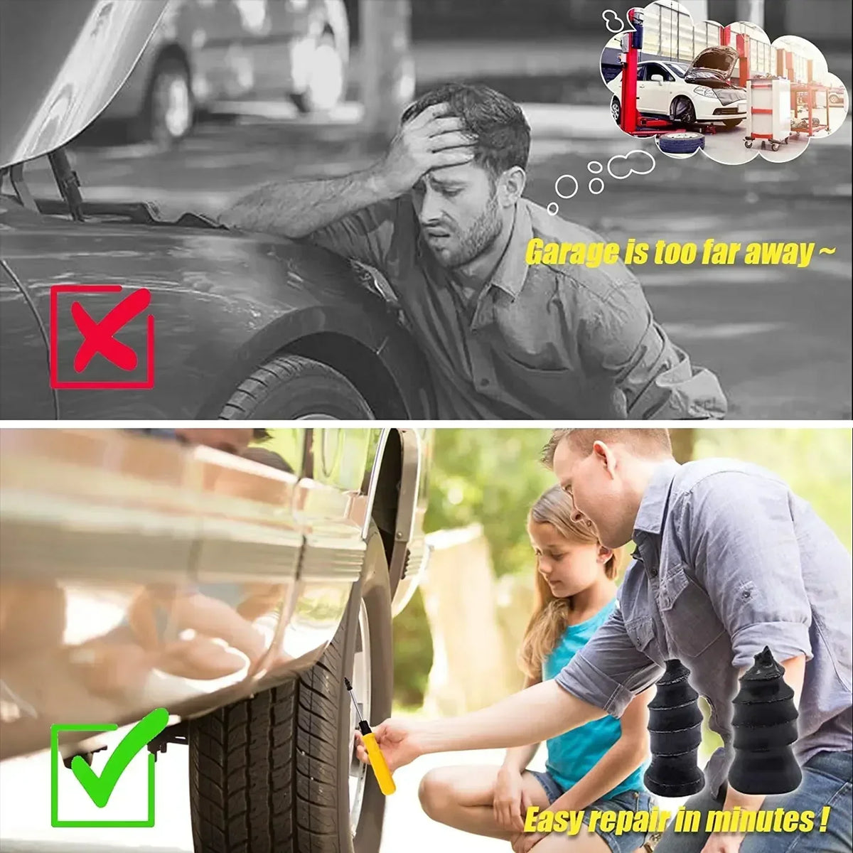 Tire Repair Rubber Nail Plugs – Universal Puncture Repair Kit