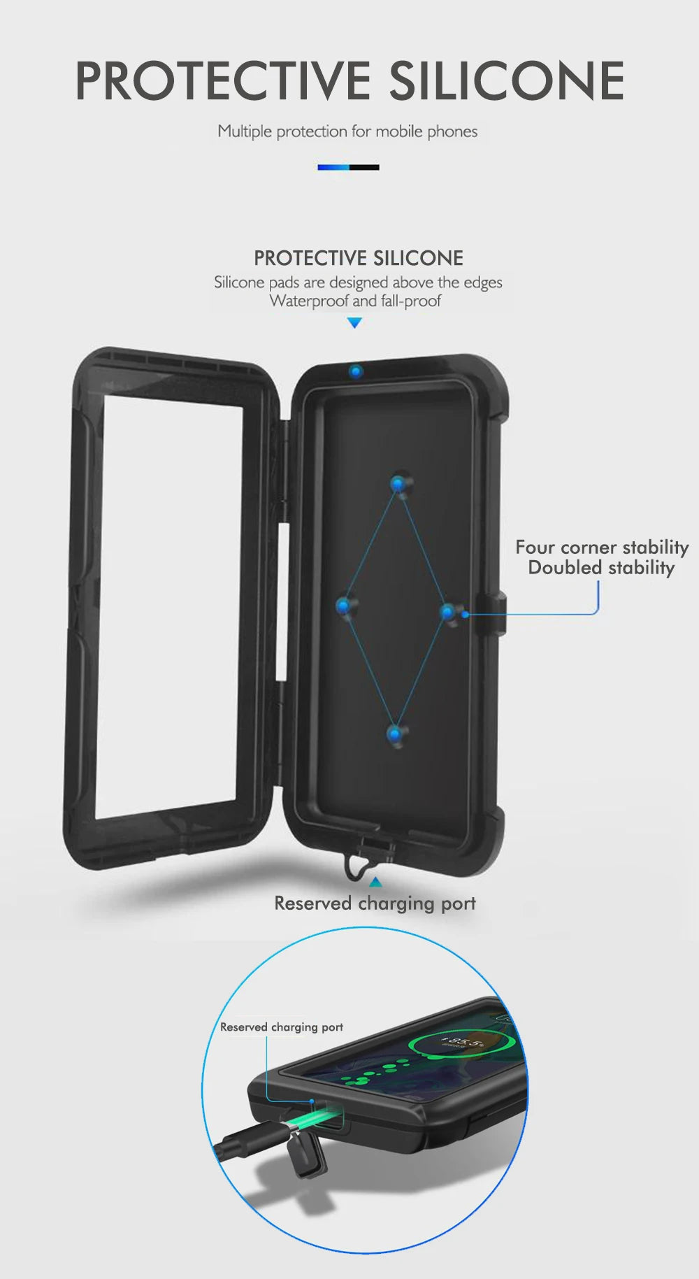 Waterproof Motorcycle Phone Holder – Handlebar & Mirror Mount with Navigation Cover