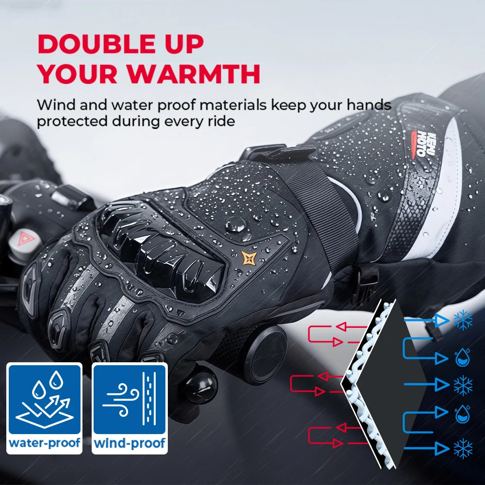 Rechargeable Heated Motorcycle Gloves – Waterproof Winter Riding Gloves with 3 Heat Settings
