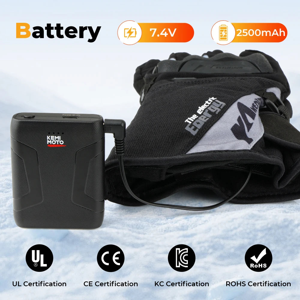 Rechargeable Heated Motorcycle Gloves – Waterproof Winter Riding Gloves with 3 Heat Settings