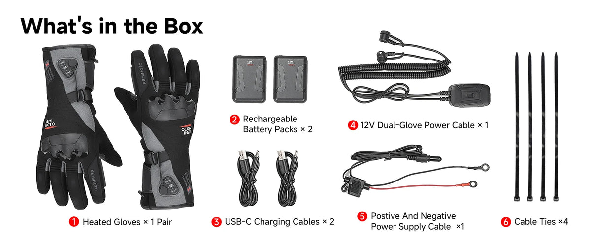 Rechargeable Heated Motorcycle Gloves – Waterproof Winter Riding Gloves with 3 Heat Settings