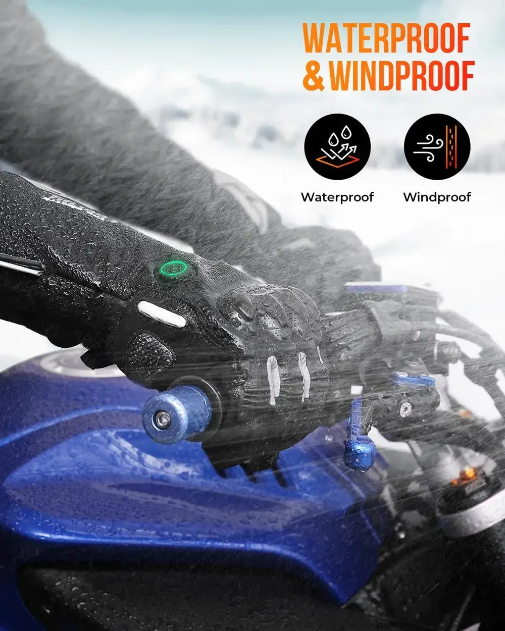 Rechargeable Heated Motorcycle Gloves – Waterproof Winter Riding Gloves with 3 Heat Settings