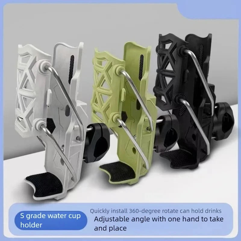 360° Adjustable Motorcycle Cup Holder – Universal Handlebar Water Bottle Cage