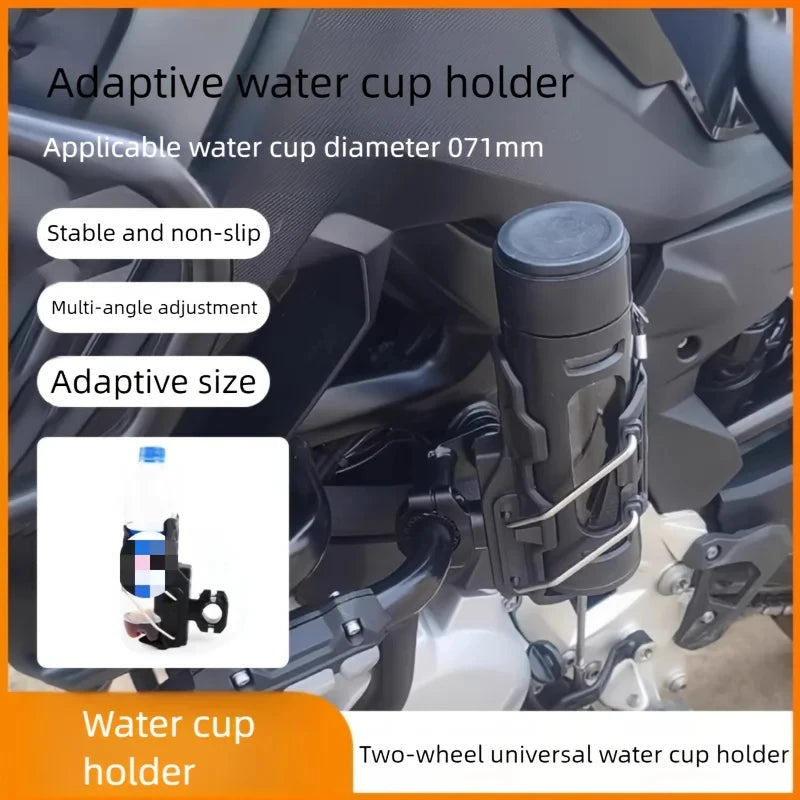 360° Adjustable Motorcycle Cup Holder – Universal Handlebar Water Bottle Cage