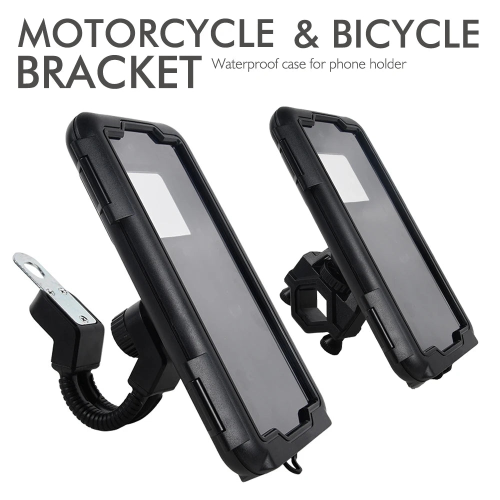 Waterproof Motorcycle Phone Holder – Handlebar & Mirror Mount with Navigation Cover