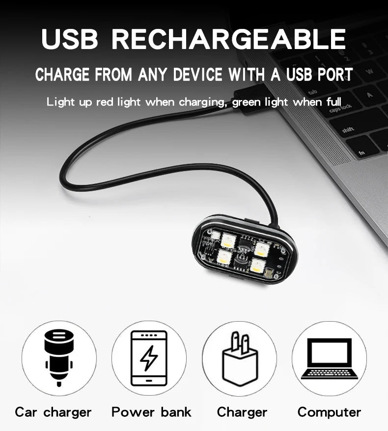 RGB LED Strobe Warning Light – USB Rechargeable Wireless Motorcycle & Drone Light