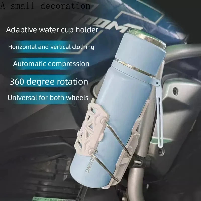 360° Adjustable Motorcycle Cup Holder – Universal Handlebar Water Bottle Cage