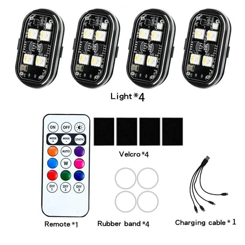 RGB LED Strobe Warning Light – USB Rechargeable Wireless Motorcycle & Drone Light