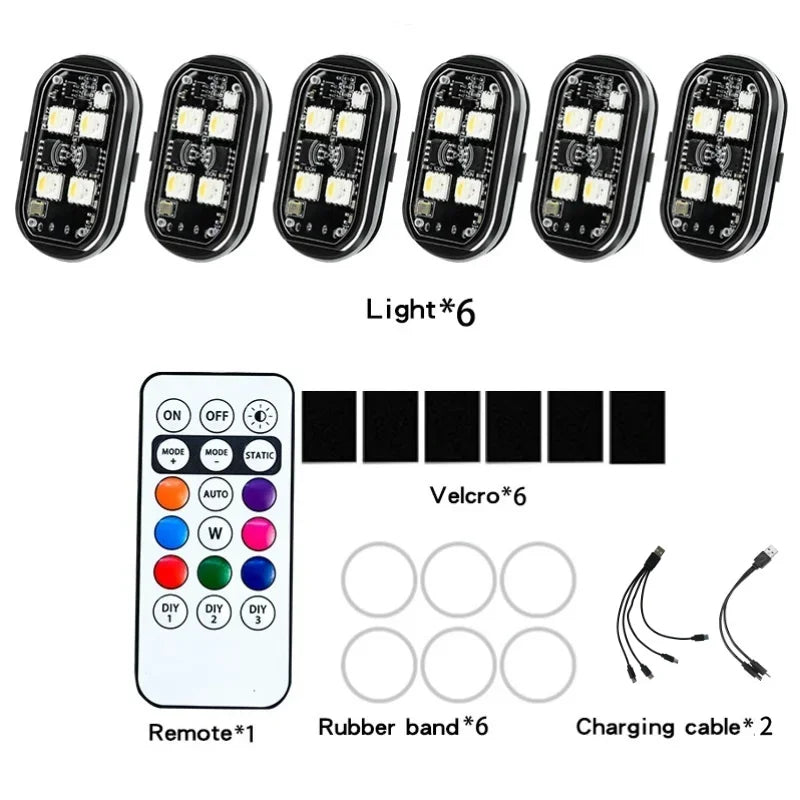 RGB LED Strobe Warning Light – USB Rechargeable Wireless Motorcycle & Drone Light