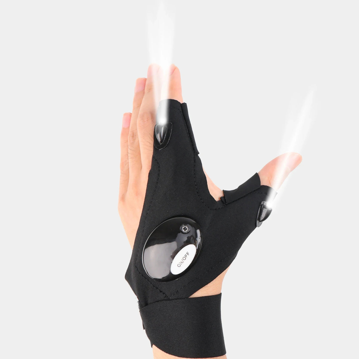 LED Flashlight Fingerless Gloves – Waterproof Half-Finger Work & Outdoor Gloves