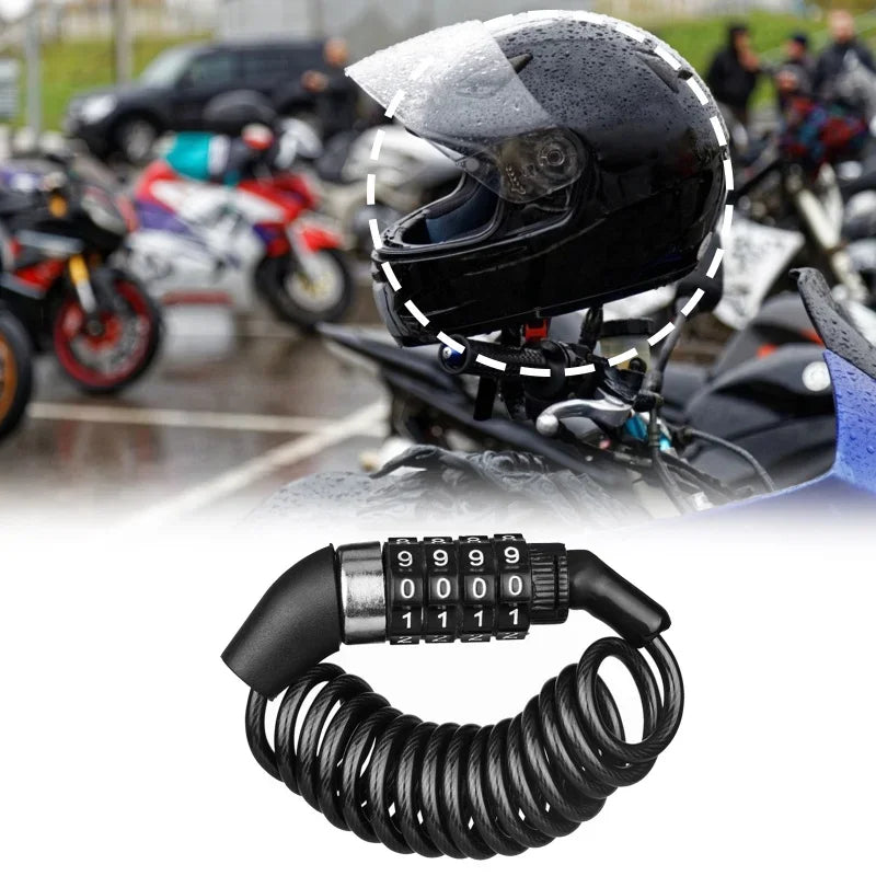 Motorcycle Anti-Theft Chain Lock –  4-Digit Combination Cable Lock for Helmets & Bikes