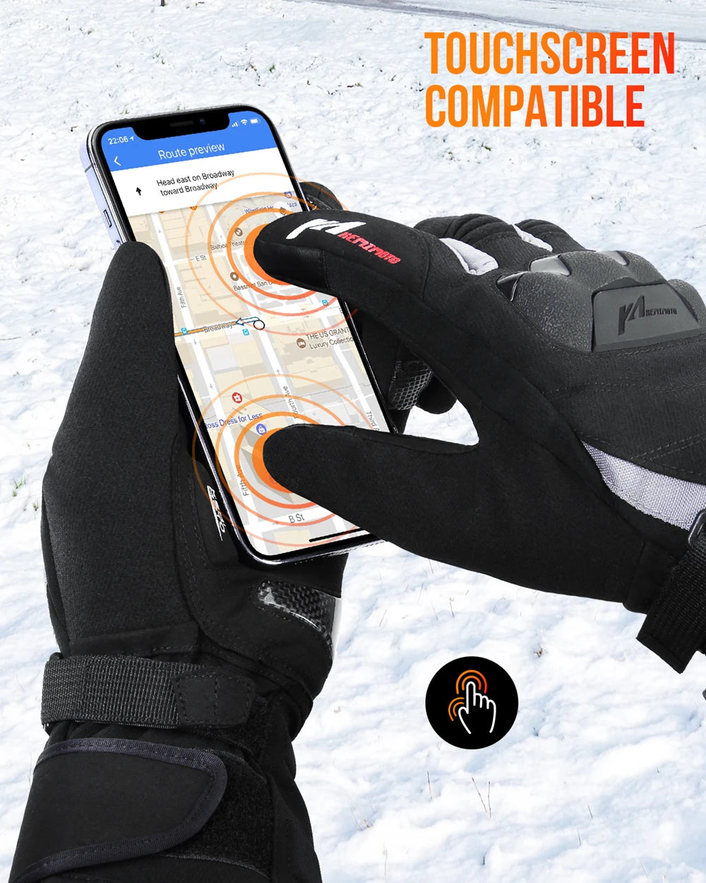 Rechargeable Heated Motorcycle Gloves – Waterproof Winter Riding Gloves with 3 Heat Settings