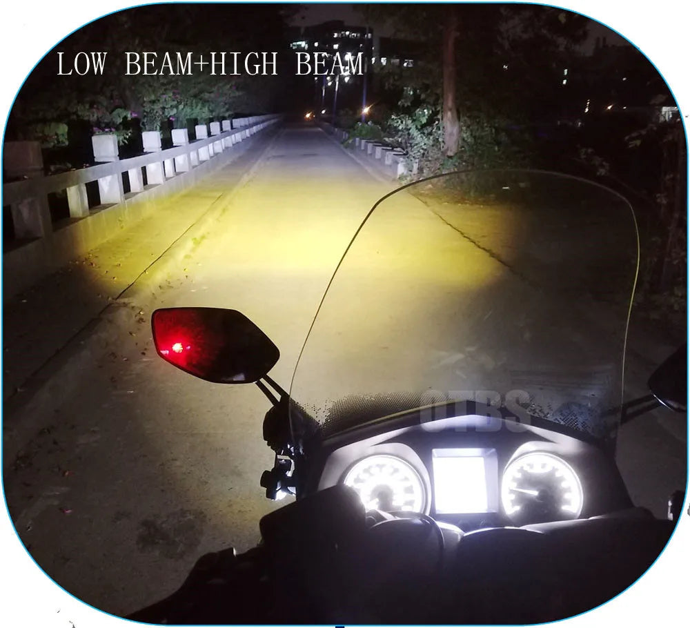 100W Dual-Color LED Motorcycle Fog & Auxiliary Driving Lights – Pair with Wired Switch