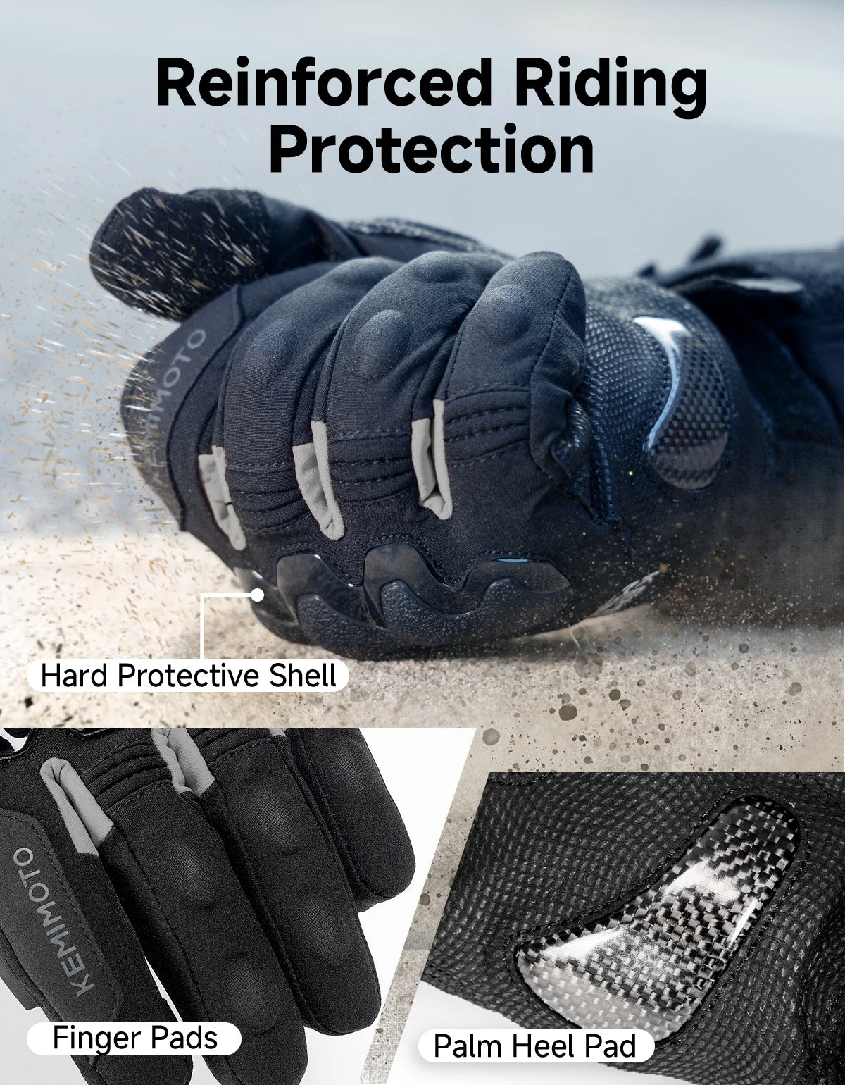 Rechargeable Heated Motorcycle Gloves – Waterproof Winter Riding Gloves with 3 Heat Settings