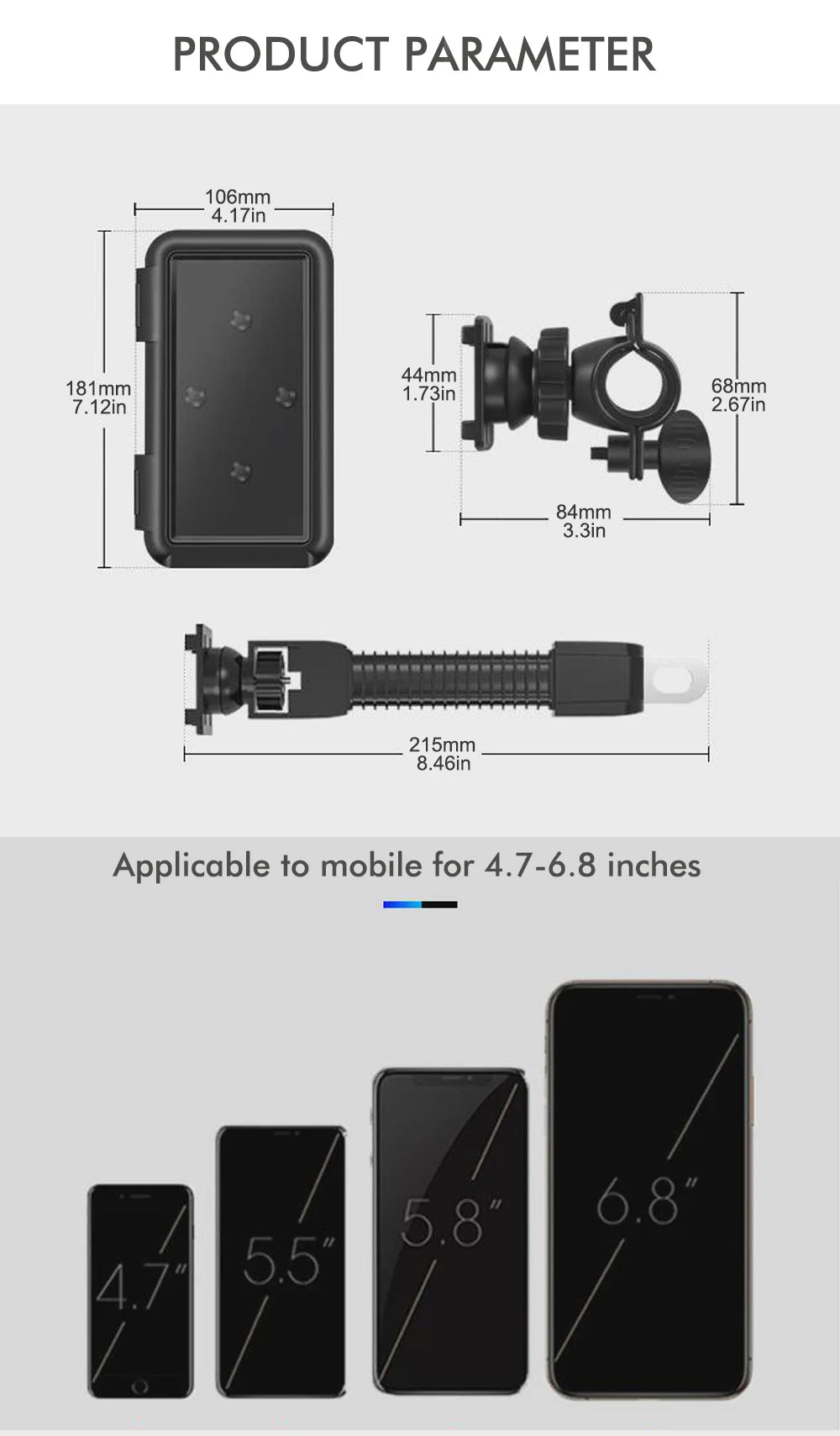 Waterproof Motorcycle Phone Holder – Handlebar & Mirror Mount with Navigation Cover