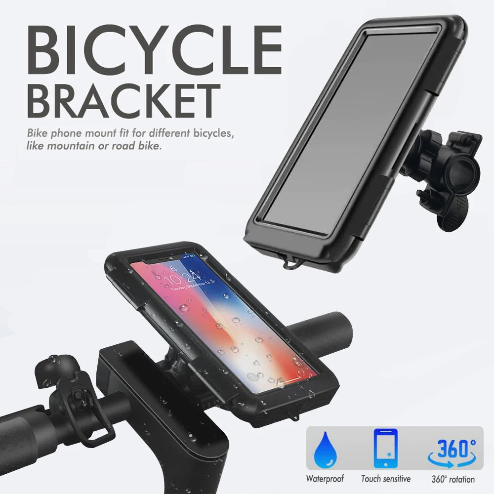 Waterproof Motorcycle Phone Holder – Handlebar & Mirror Mount with Navigation Cover