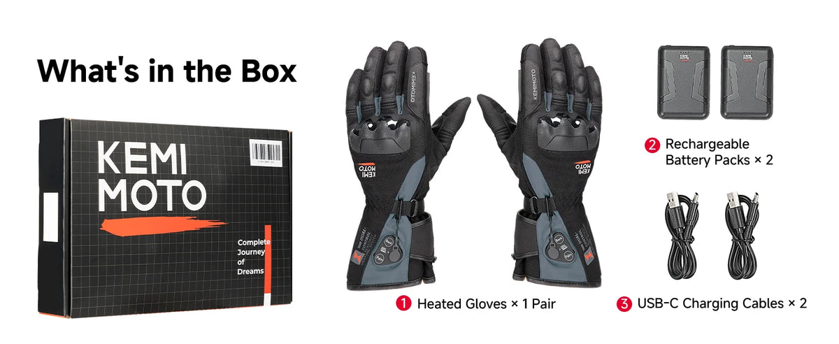 Rechargeable Heated Motorcycle Gloves – Waterproof Winter Riding Gloves with 3 Heat Settings