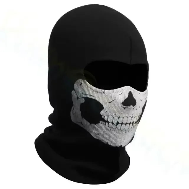 Skull Print Motorcycle Balaclava – Full Face Windproof Helmet Liner