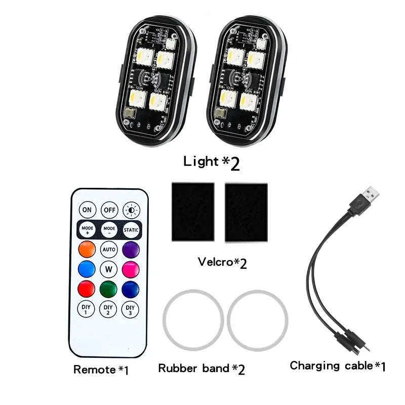 RGB LED Strobe Warning Light – USB Rechargeable Wireless Motorcycle & Drone Light