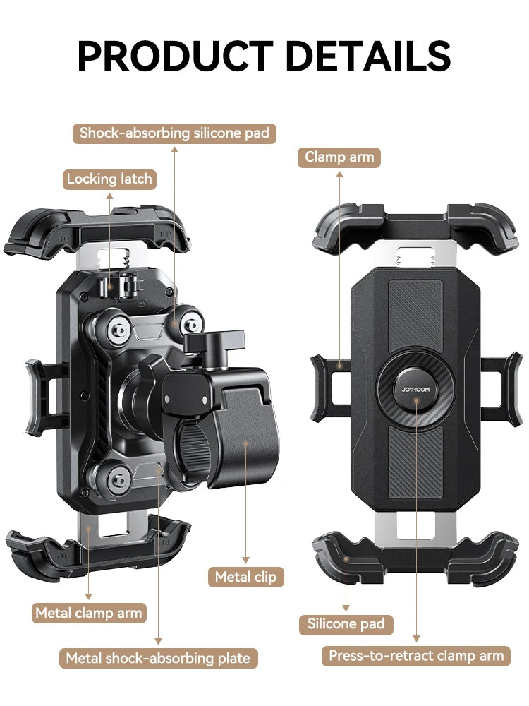Anti-Vibration Motorcycle Phone Mount – 360° Adjustable Handlebar Holder (JR-ZS498)