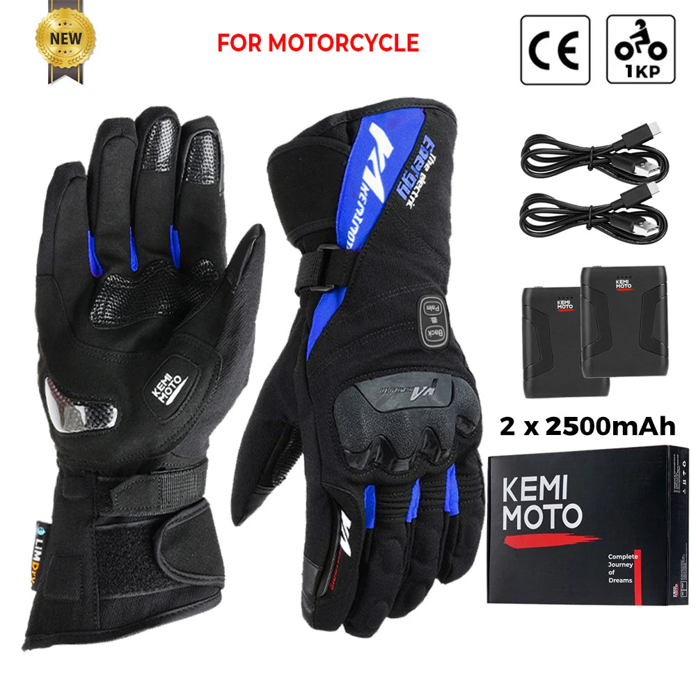 Rechargeable Heated Motorcycle Gloves – Waterproof Winter Riding Gloves with 3 Heat Settings