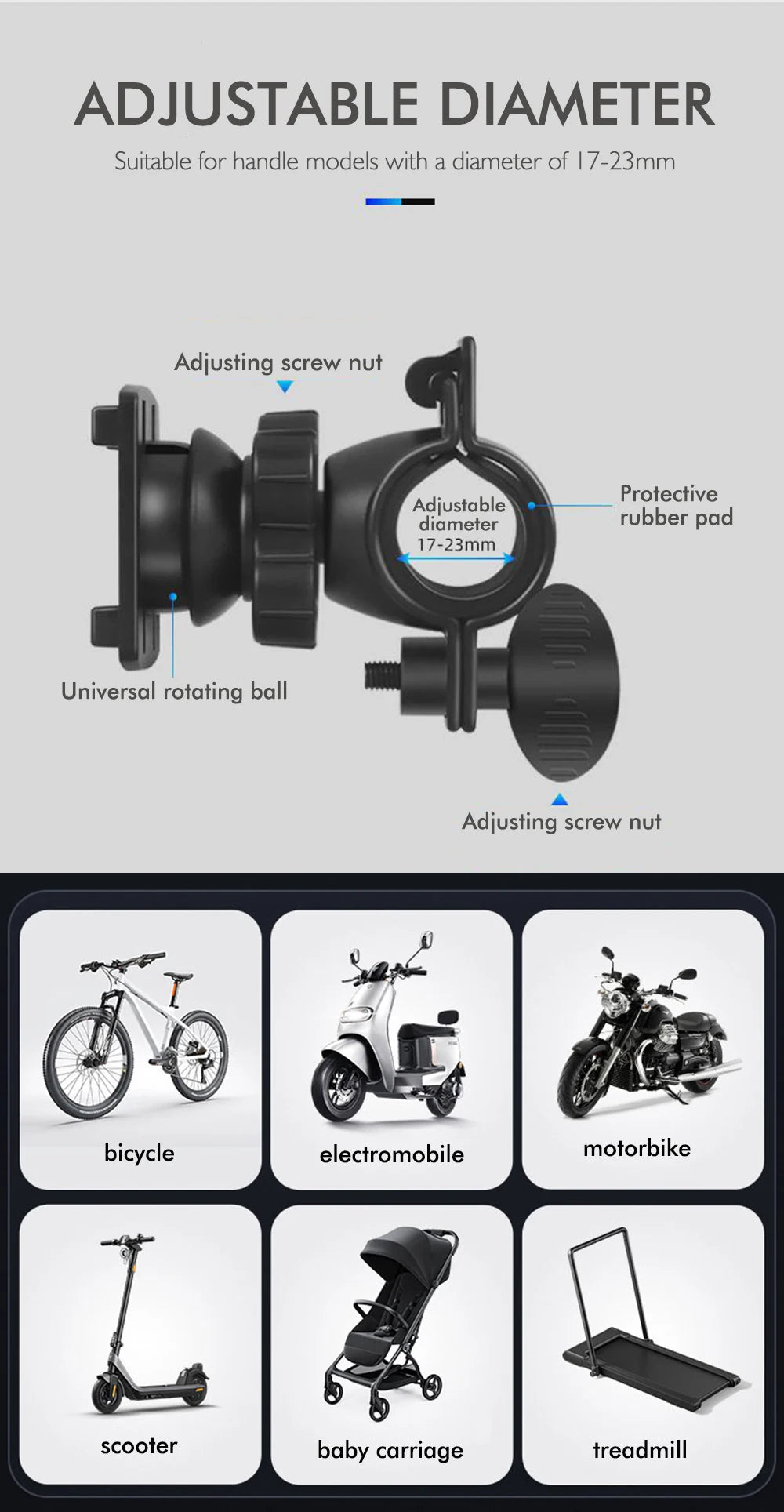 Waterproof Motorcycle Phone Holder – Handlebar & Mirror Mount with Navigation Cover