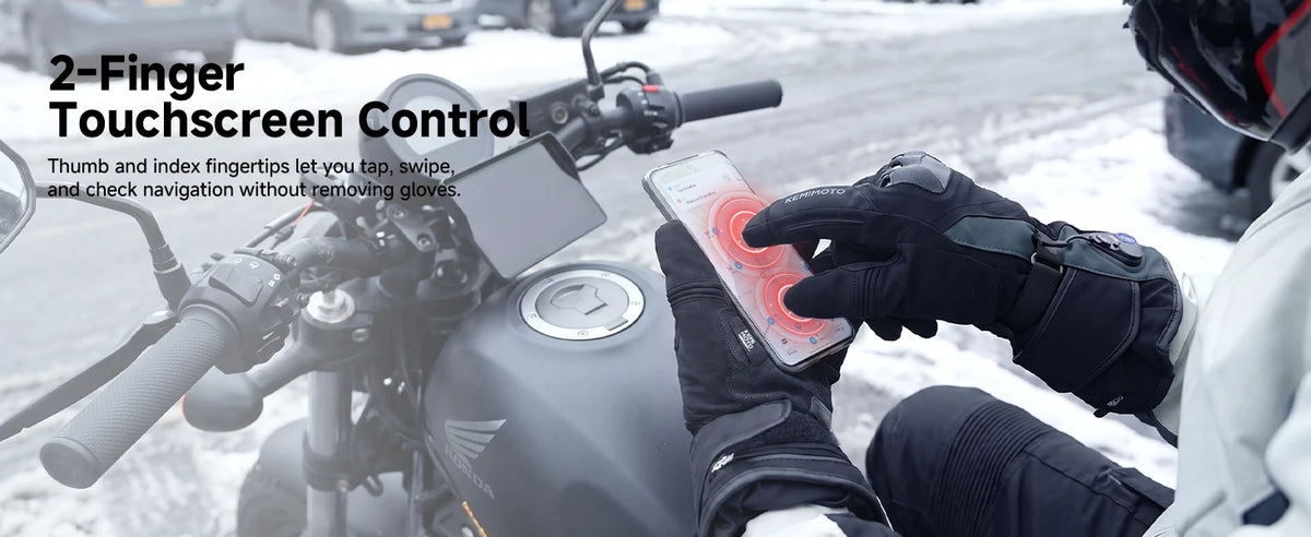 Rechargeable Heated Motorcycle Gloves – Waterproof Winter Riding Gloves with 3 Heat Settings