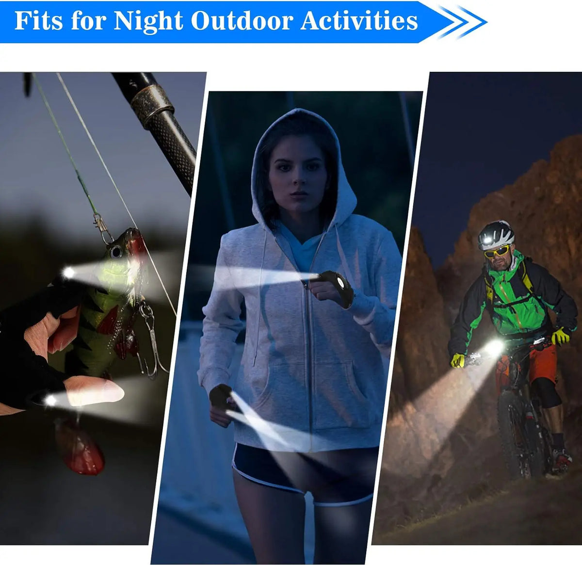 LED Flashlight Fingerless Gloves – Waterproof Half-Finger Work & Outdoor Gloves