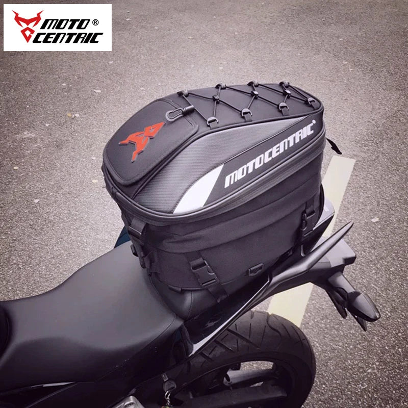 MOTOCENTRIC Waterproof Motorcycle Tail Bag – Expandable Rear Seat & Helmet Backpack