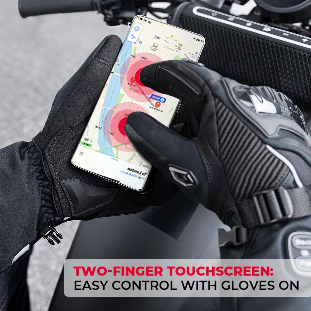 Rechargeable Heated Motorcycle Gloves – Waterproof Winter Riding Gloves with 3 Heat Settings