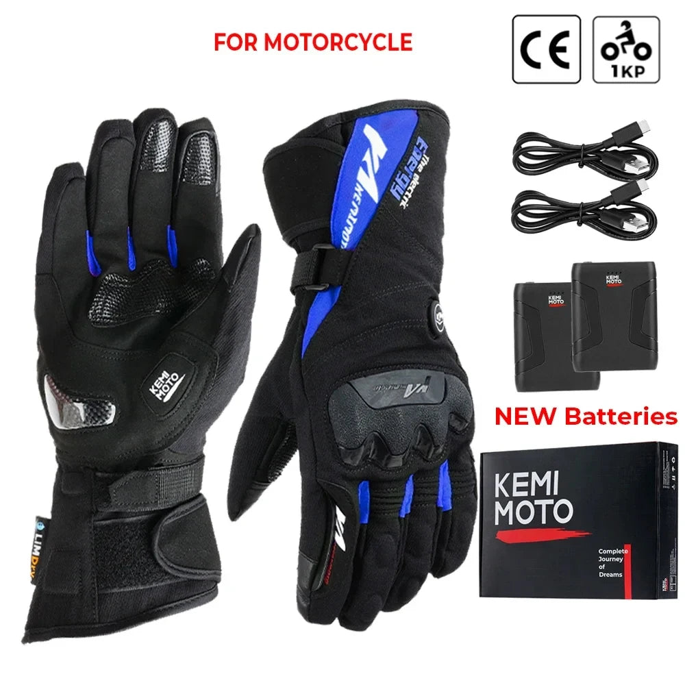Rechargeable Heated Motorcycle Gloves – Waterproof Winter Riding Gloves with 3 Heat Settings