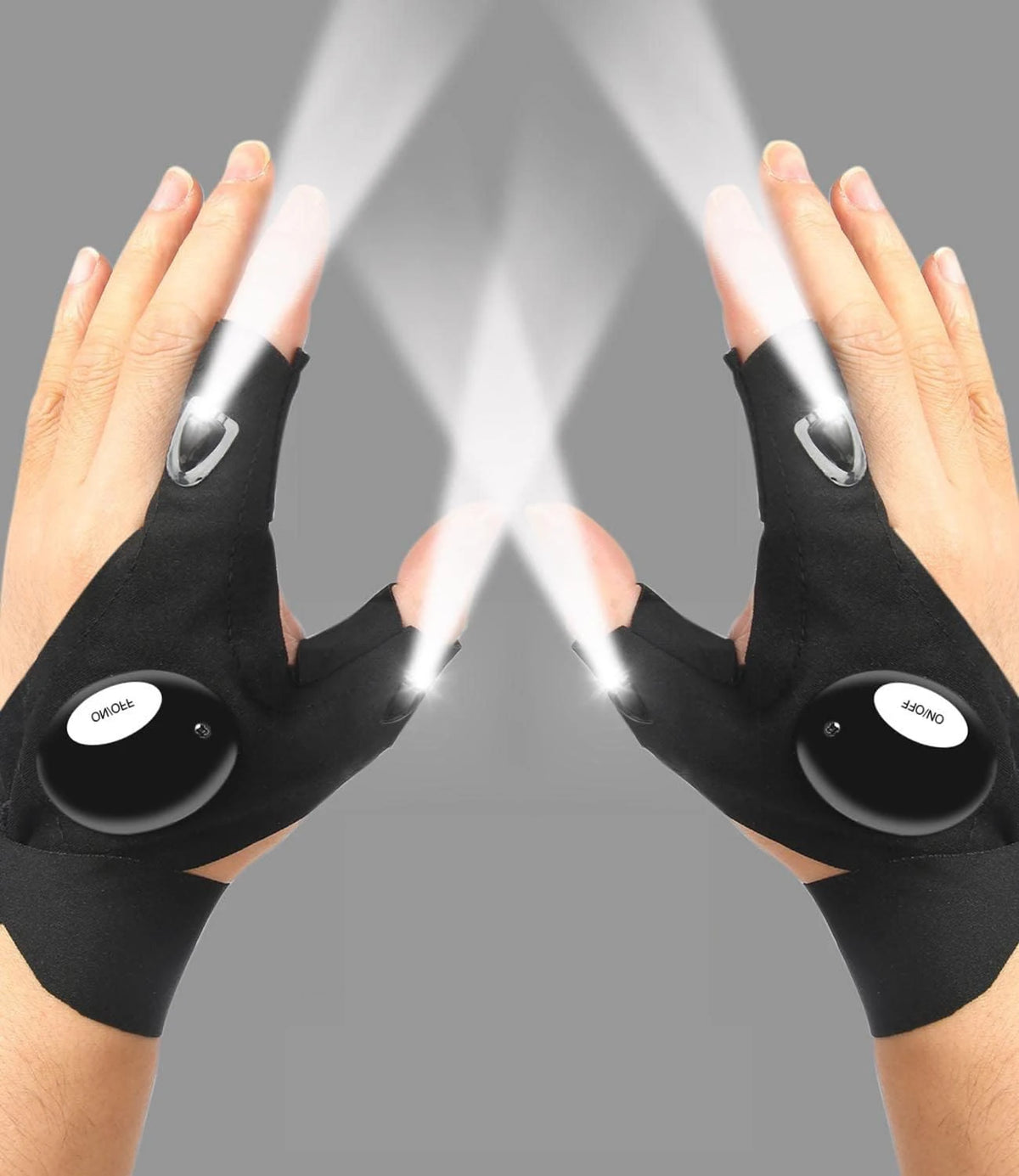LED Flashlight Fingerless Gloves – Waterproof Half-Finger Work & Outdoor Gloves