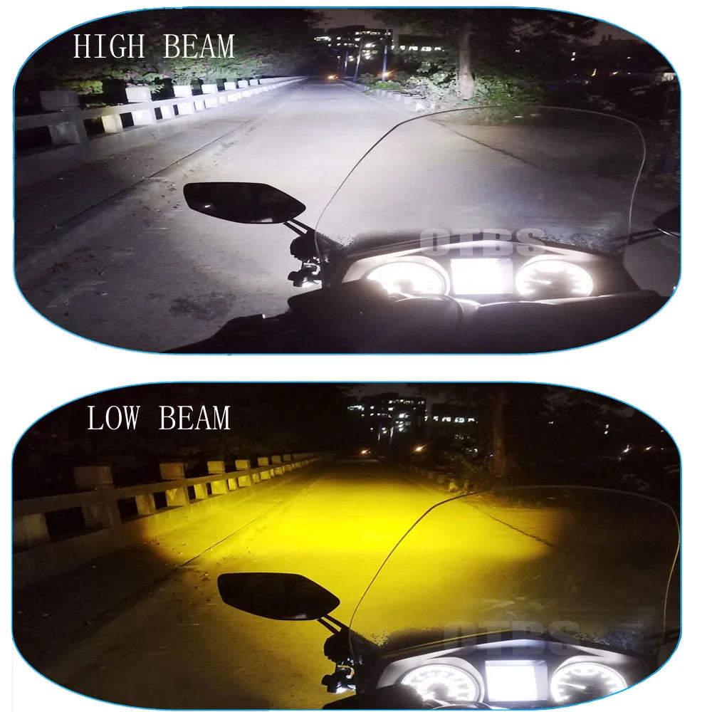 100W Dual-Color LED Motorcycle Fog & Auxiliary Driving Lights – Pair with Wired Switch