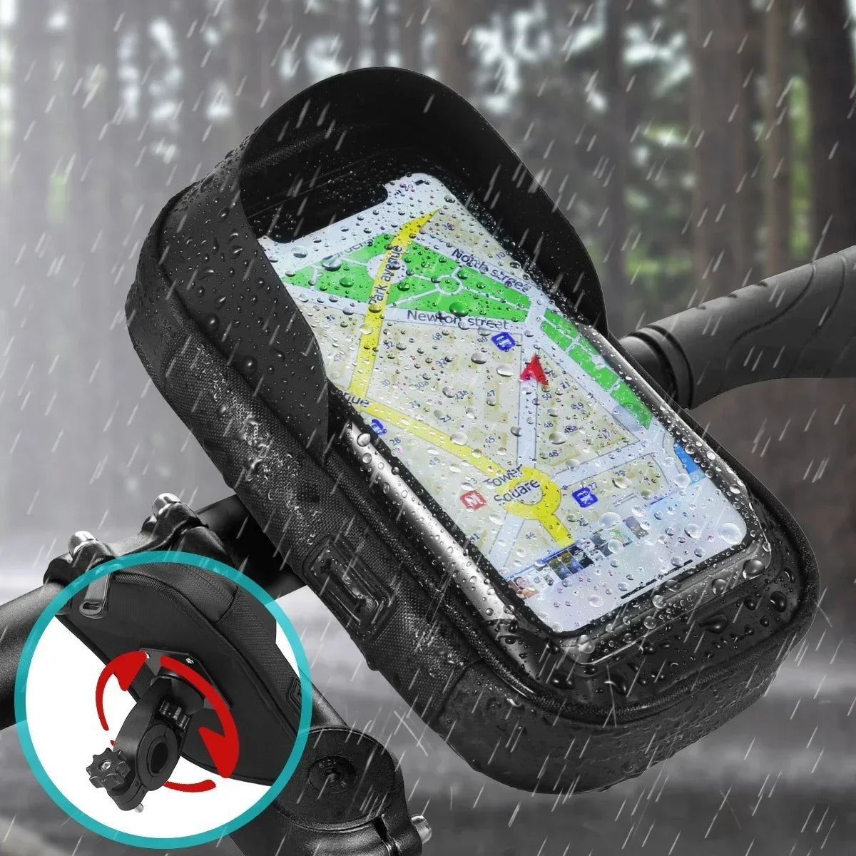 Waterproof Motorcycle Phone Holder – 360° Handlebar Mount