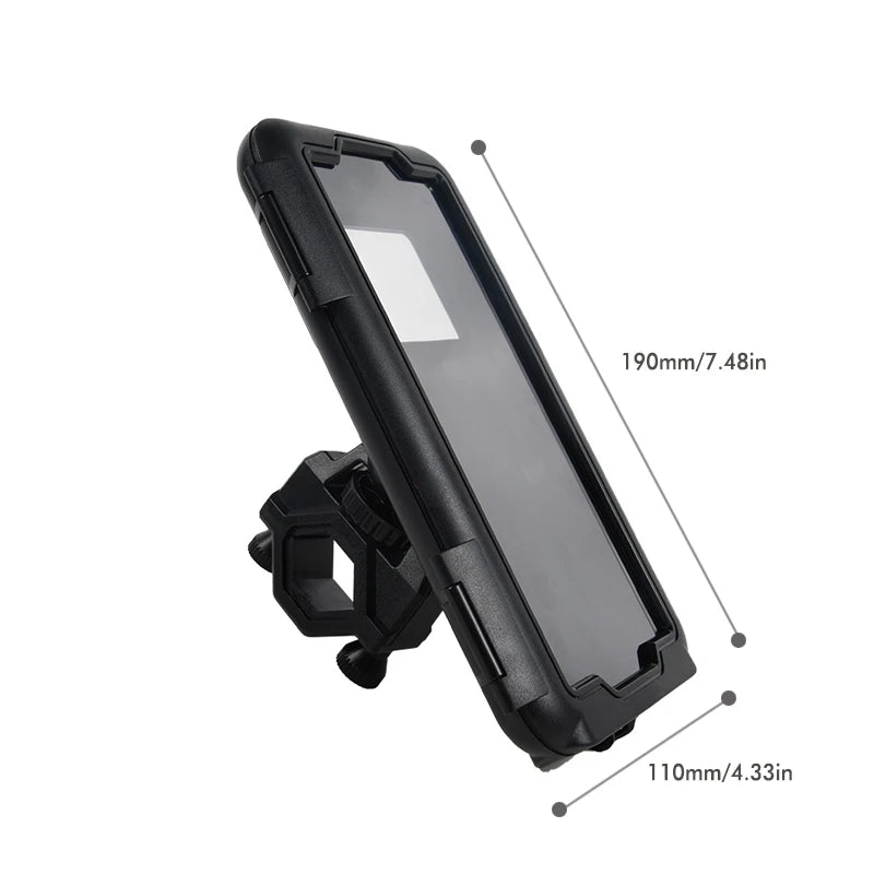 Waterproof Motorcycle Phone Holder – Handlebar & Mirror Mount with Navigation Cover