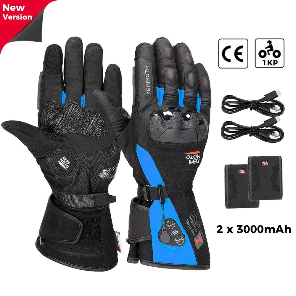 Rechargeable Heated Motorcycle Gloves – Waterproof Winter Riding Gloves with 3 Heat Settings