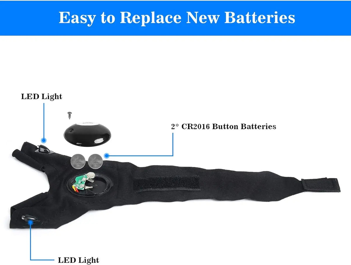 LED Flashlight Fingerless Gloves – Waterproof Half-Finger Work & Outdoor Gloves