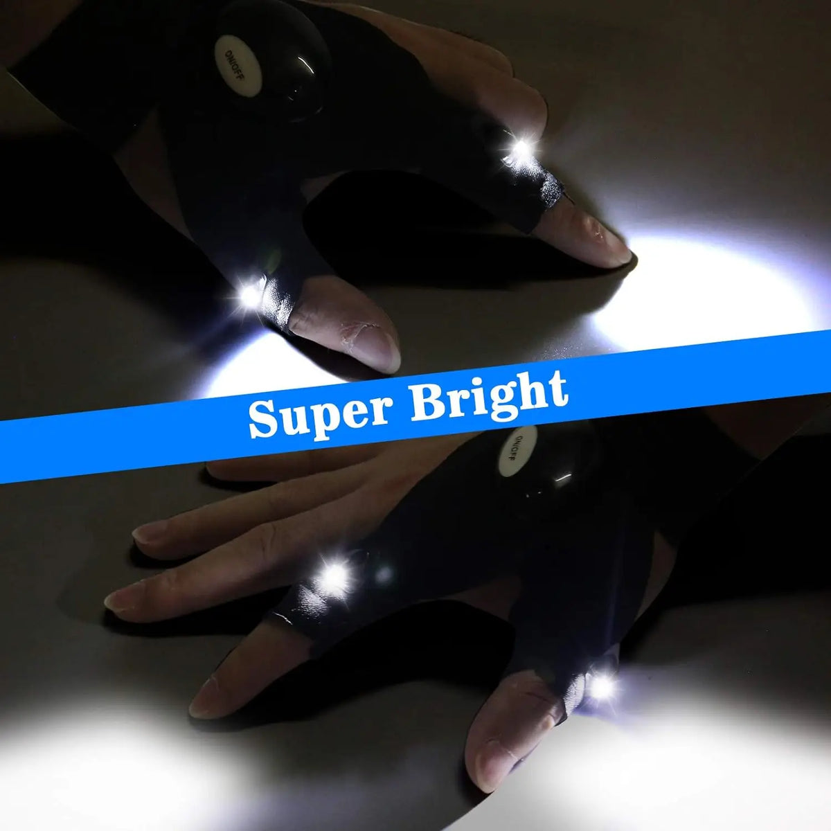 LED Flashlight Fingerless Gloves – Waterproof Half-Finger Work & Outdoor Gloves