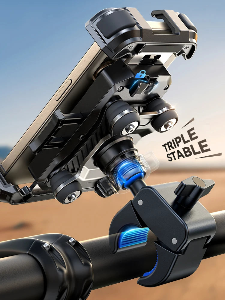 Anti-Vibration Motorcycle Phone Mount – 360° Adjustable Handlebar Holder (JR-ZS498)