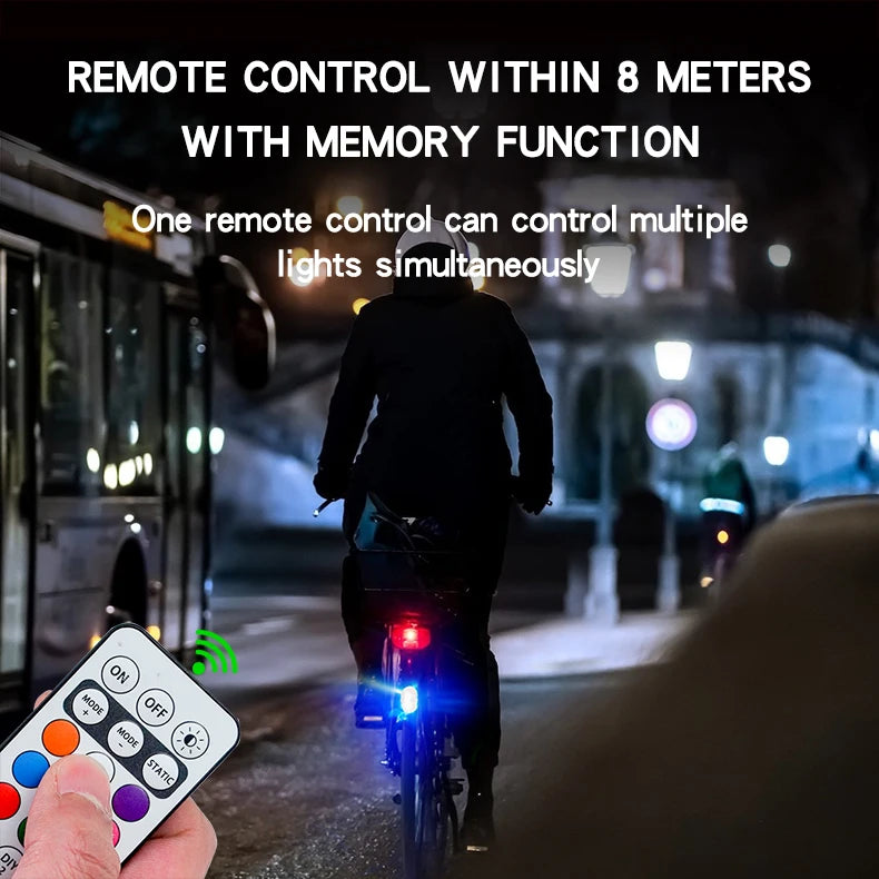 RGB LED Strobe Warning Light – USB Rechargeable Wireless Motorcycle & Drone Light