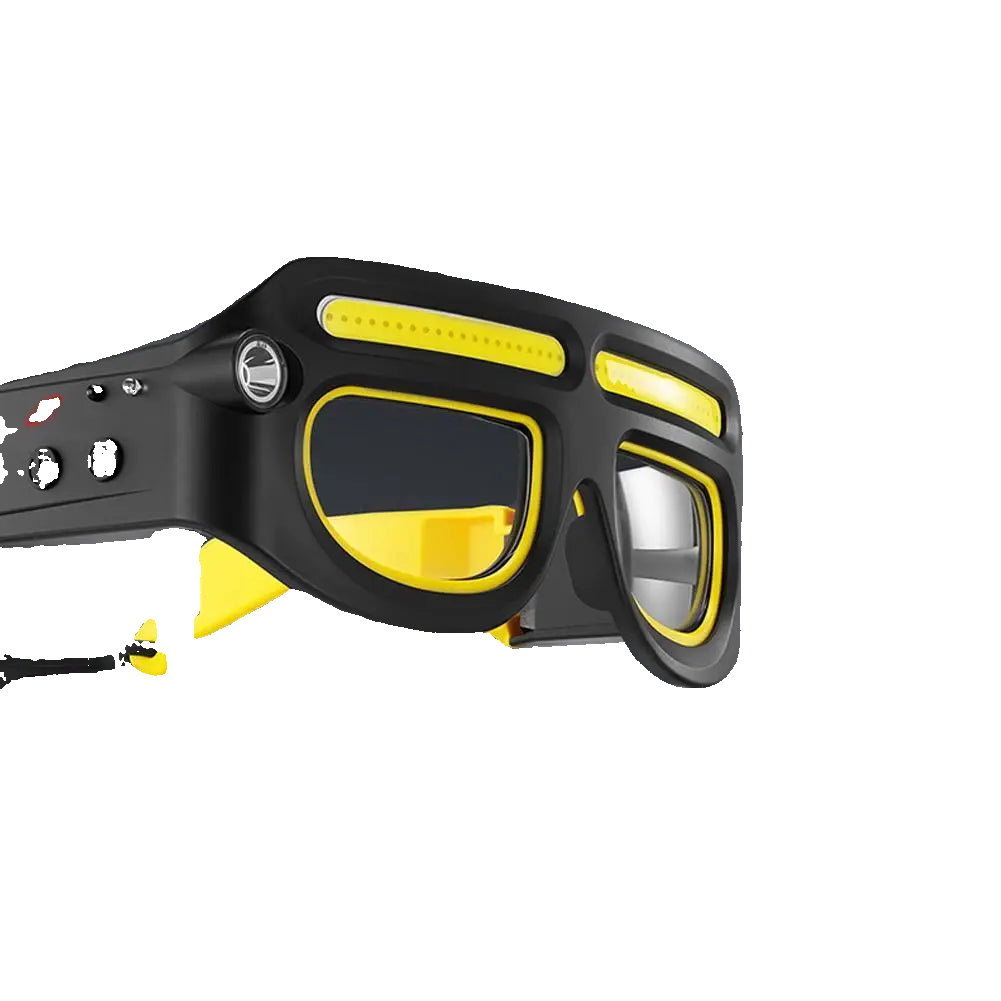 Rechargeable LED headlight glasses with protective lenses
