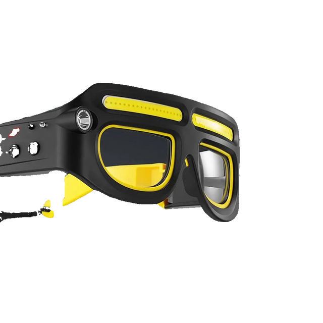 Rechargeable LED headlight glasses with protective lenses