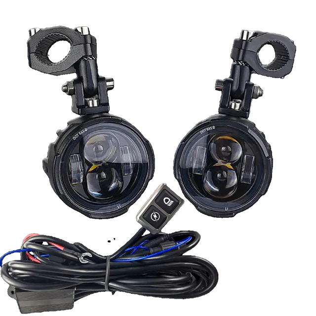 100W dual-color LED motorcycle fog and auxiliary driving lights with wired switch